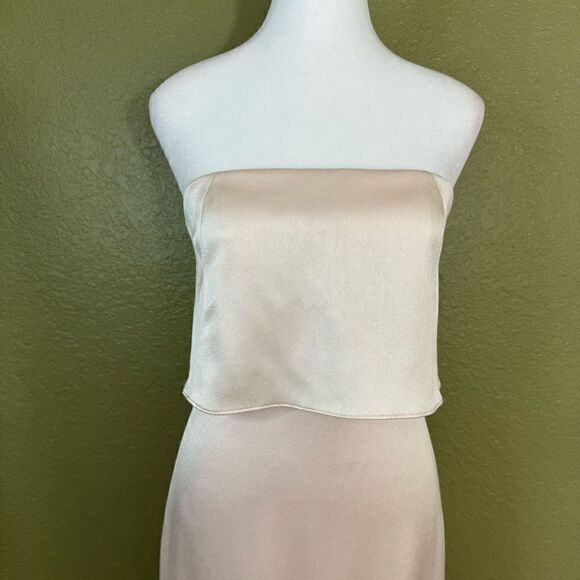 Halston Heritage Women's 0 Strapless Evening Dress Primrose Pink Layered Maxi - Picture 2 of 9